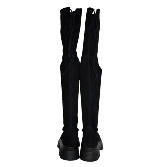 $1200 Stuart Weitzman Bedfordland SUEDE OVER THE KNEE LUG BLACK 10.5 B (PB24) - Picture 5 of 9